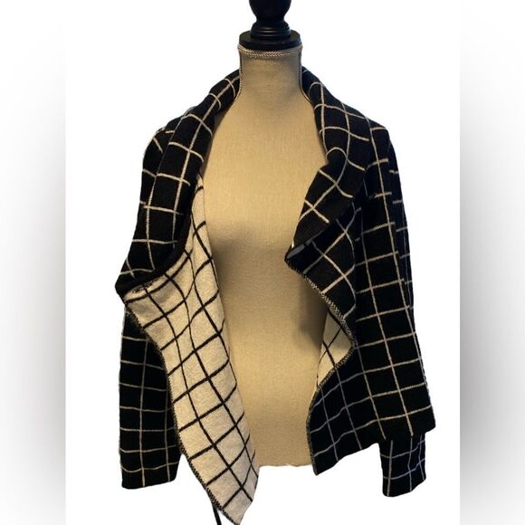 Women's Ellen Tracy Wool Blend Window Pane Cardigan Sweater Size Medium - Picture 8 of 8